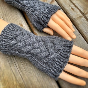 Knitting Pattern - Cable Fingerless Gloves or Mitts - Instant Download - English Only