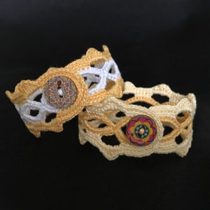Yellow and White Crocheted Boho Hippie Bracelets - Cottagecore Bracelet Jewelry - Summer Festival Vibe Jewellery - Choose One of Two Styles!