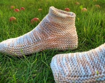 CUSTOM MADE Hand Knit Moccasin Bootie Slippers with a Cuff, Bed Socks - Bespoke Slippers - Hand Knit Slippers - Free Shipping to USA