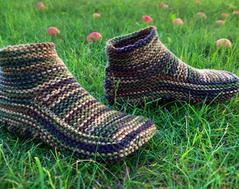 Knitting Pattern - Moccasin Slippers with a Cuff - Now with How-to VIDEO! - Knitting Tutorial for Tablet, Phone or Computer - English Only