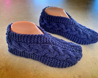 CUSTOM Made House Slippers - Cable Knit Slippers - FREE Shipping to USA and Canada