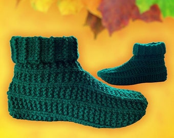 Knitting Pattern - Adult Slippers with a Long Cuff - Easy to Knit Using Basic Knitting Stitches - Tutorial for Tablet, Phone or Computer