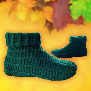 Knitting Pattern Adult Slippers with Long Cuff Easy Knit Using Basic Knitting Stitches Tutorial for Tablet Phone Computer English Only image 1