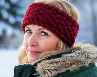 Cable Knit Headband Pattern - Easy Ear Warmer - Knit Flat on Two Needles - Beginner Friendly Cable Pattern - PDF + Video - English Only