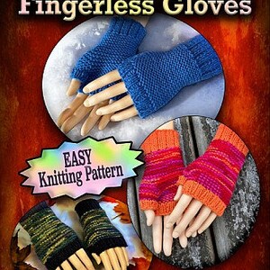 Knitting Pattern Beginner Fingerless Gloves Knit Flat on 2 Needles, Fingerless Mitts on Straight Needles with Video Links English Only image 7