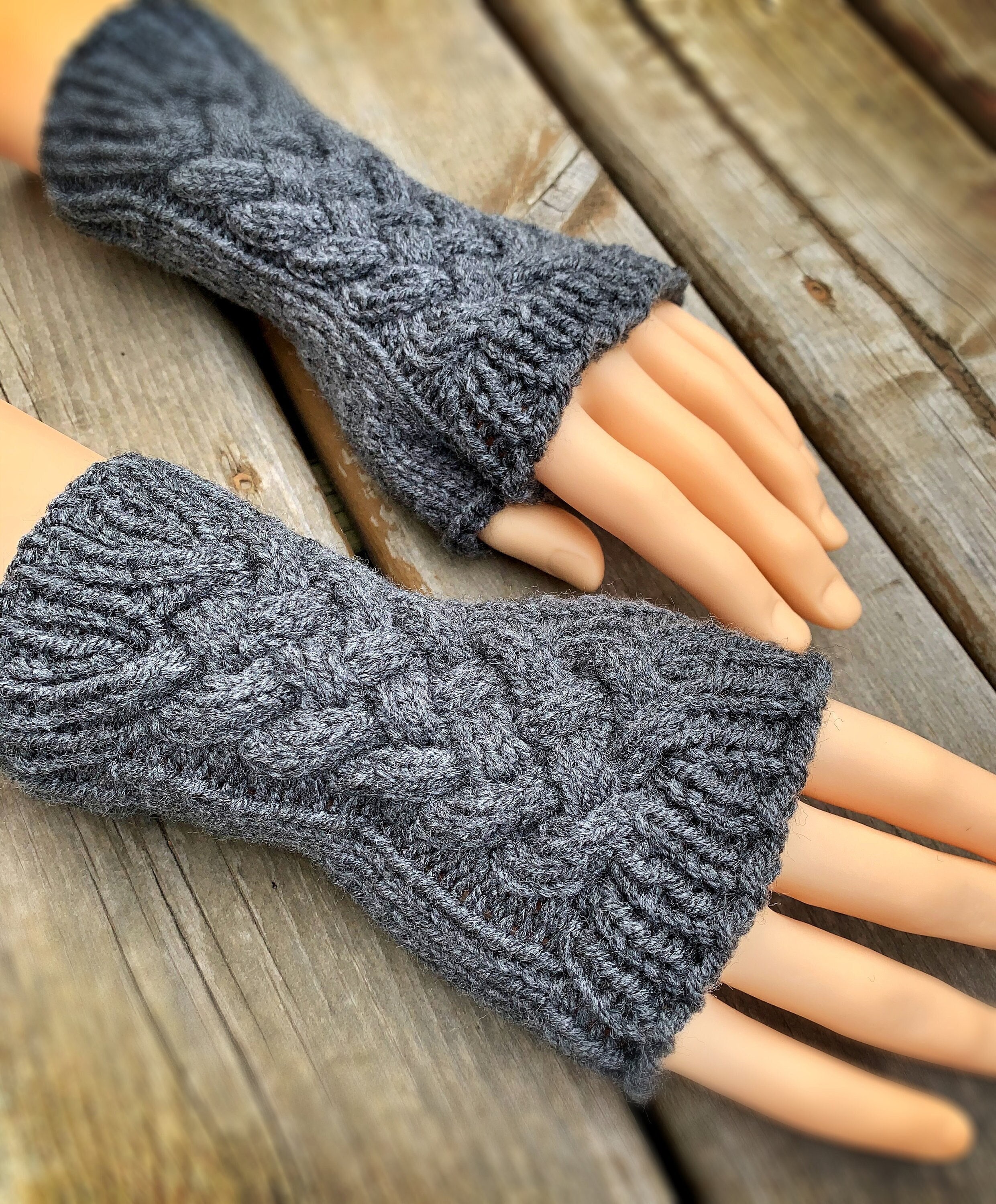 Knitting Pattern Cable Fingerless Gloves or Mitts Instant Download English  Only 