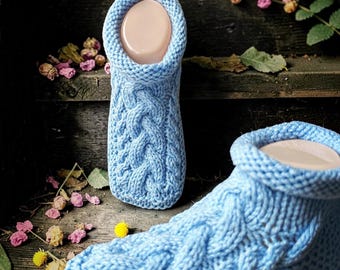 Cozy Cable Slippers Knitting Pattern | Adult Booties, House Shoes, Warm Cable Knit Slippers PDF - English Only