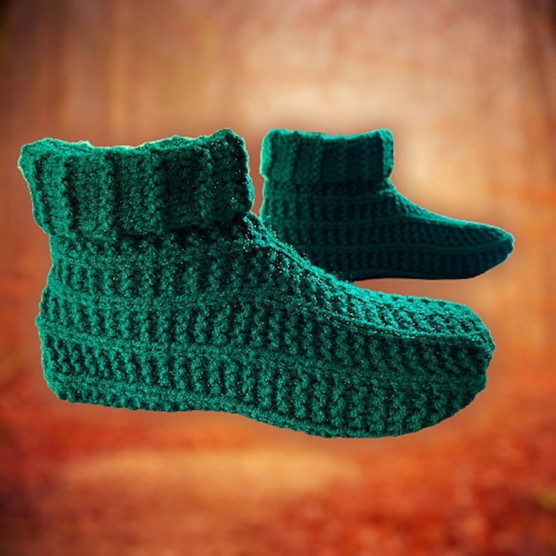 Knitting Pattern Adult Slippers with Long Cuff Easy Knit Using Basic Knitting Stitches Tutorial for Tablet Phone Computer English Only image 5