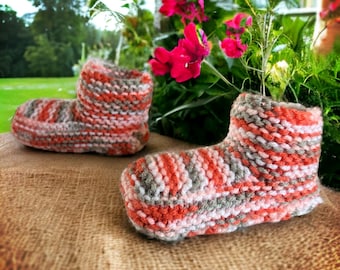 Knitting Pattern - Moccasin Slippers with a Cuff for Children - With Full How-to VIDEO! Knitting Tutorial - Learn to Knit - English Only