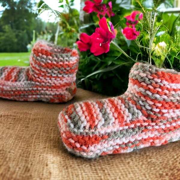 Knitting Pattern - Moccasin Slippers with a Cuff for Children - With Full How-to VIDEO! Knitting Tutorial - Learn to Knit - English Only