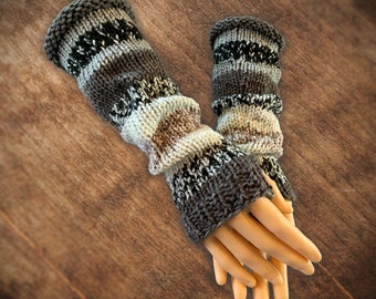 Knitting Pattern - Long Fingerless Gloves Mitts Arm Warmers - DIY Knit Pattern - Knitting Tutorial - Knit in the Round on DPN - English Only