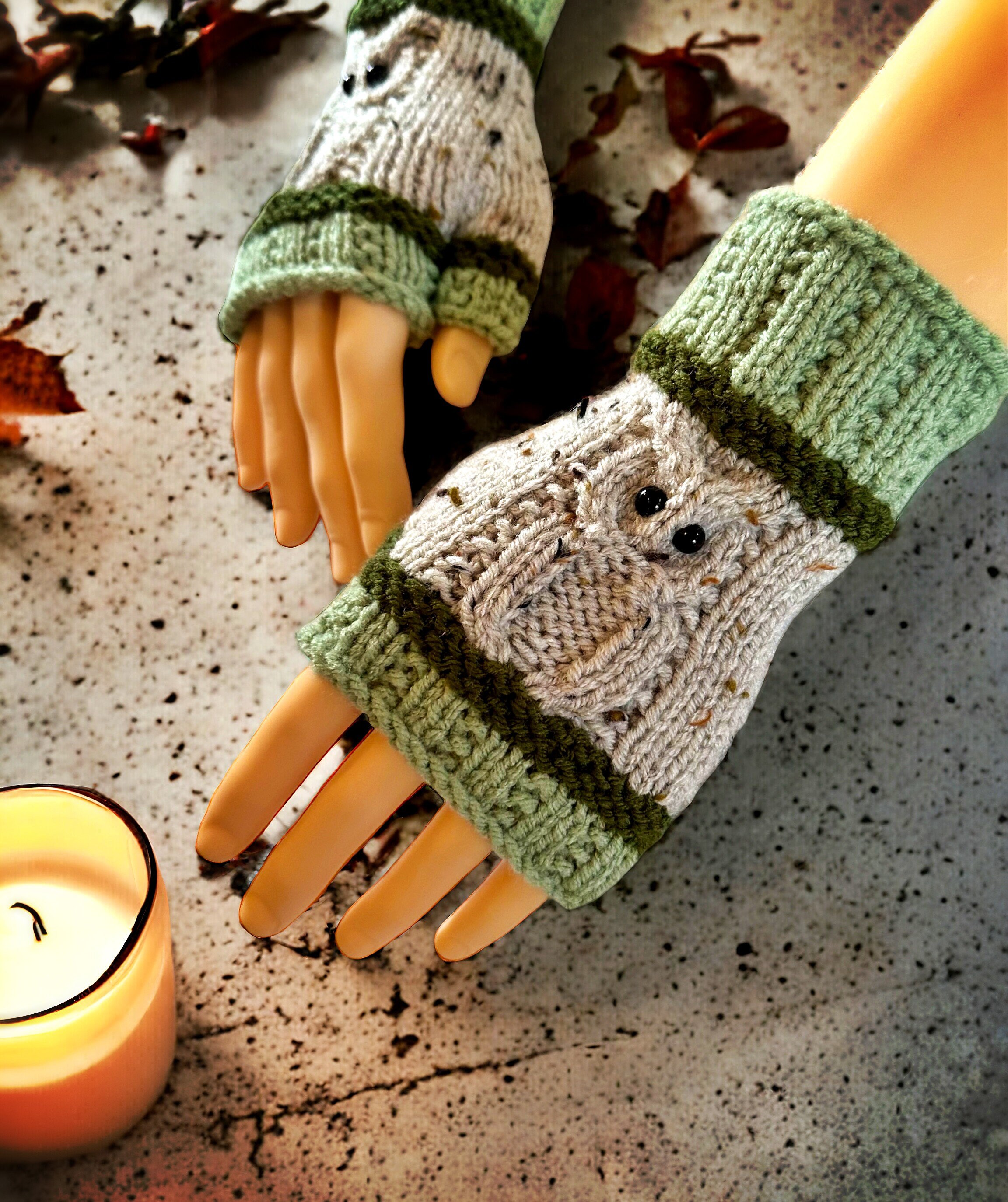 Knitting Pattern - Owl Fingerless Gloves - Knit Flat on 2 Needles Easy ...
