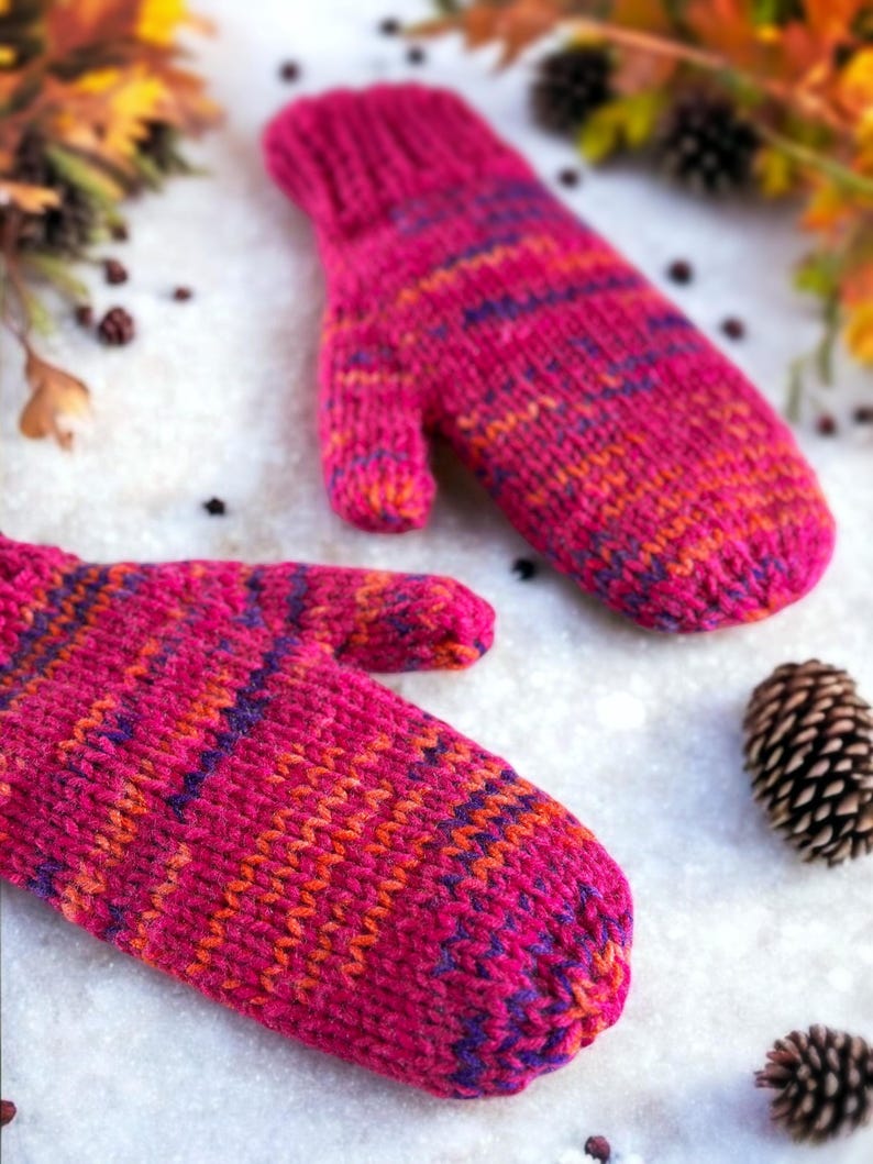 Quick Easy Knit Mittens Pattern, Knit Flat on 2 Needles - Extra Thick ...