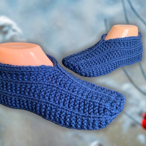 Knitting Pattern - Slippers with Rolled Cuff - Easy Knit Using Basic Knitting Stitches - Tutorial for Tablet, Phone, Computer - English Only