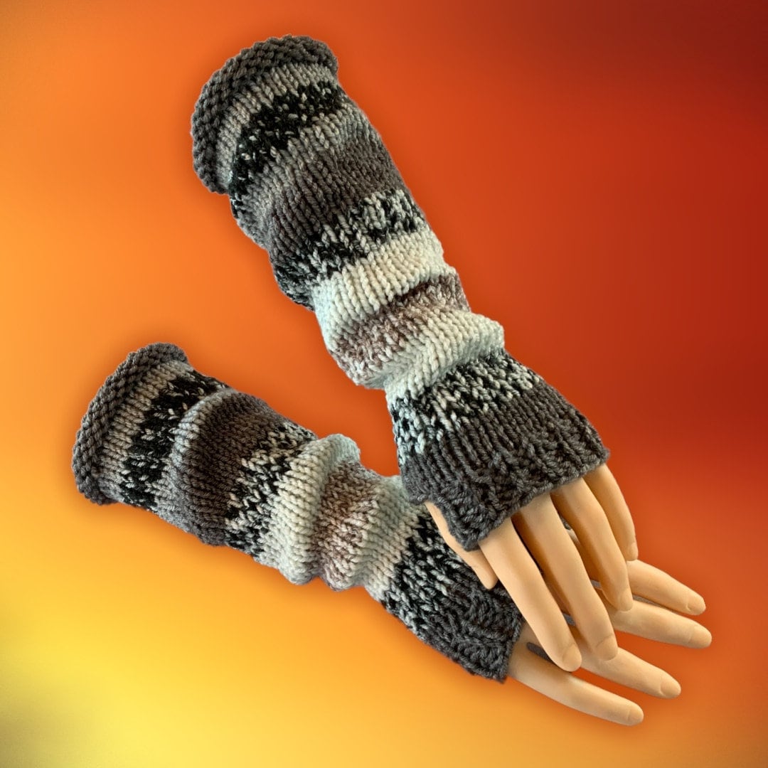 Knitting Pattern Long Fingerless Gloves Mitts Arm Warmers Etsy