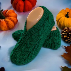 CUSTOM Made Cable Knit Slippers - Bespoke Slippers - Hand Knit Slippers- Hand Knit Booties - Bespoke Booties - FREE Shipping to USA