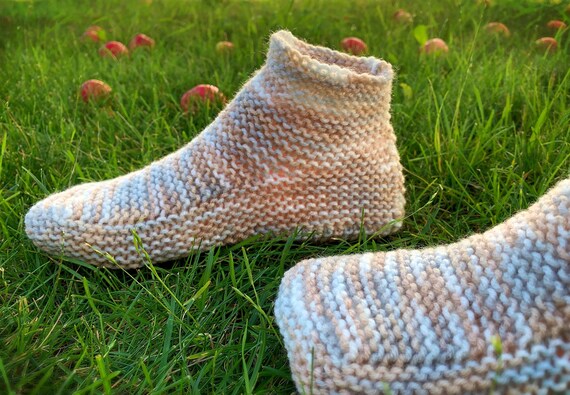 Knitted moccasin slippers sales