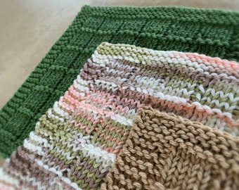 Knitting Pattern - Bars and Stripes Knitted Dishcloth -  Learn to KNIT!! - Includes Video Tutorial! - Great for Beginners - English Only