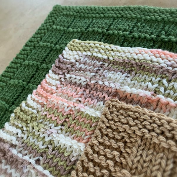 Knitting Pattern - Bars and Stripes Knitted Dishcloth -  Learn to KNIT!! - Includes Video Tutorial! - Great for Beginners - English Only