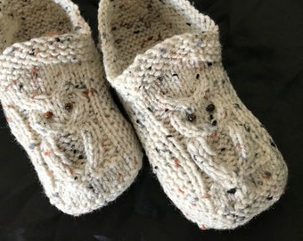 Knitting Pattern - Knitted Cable Owl Slipper Pattern - Knitting Pattern for Tablet, Phone or Computer - English Only