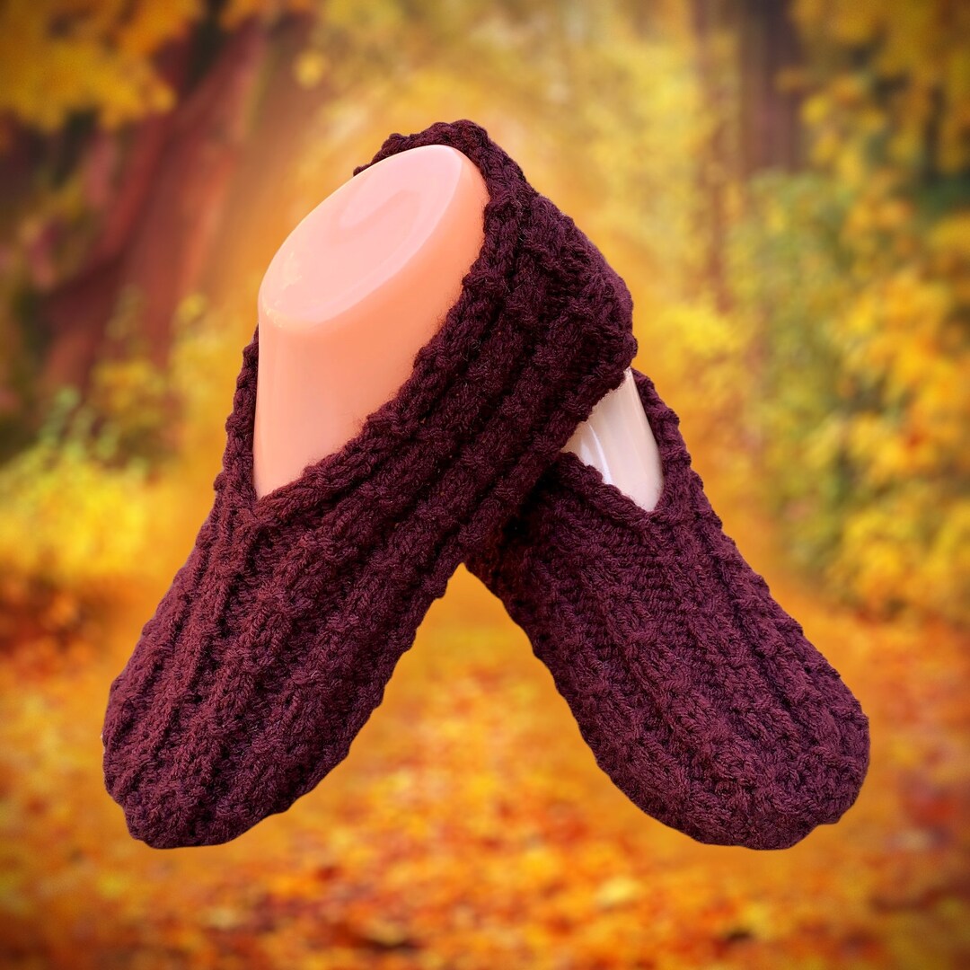 CUSTOM Hand Knit Slippers Knitted Adult Booties House Shoes Bespoke