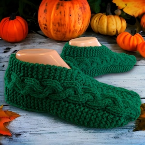 Knitting Pattern - Cable Knit Slippers Tutorial - Knitting Pattern for Phone, Tablet and Computer - Instant Download - English Only