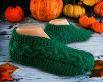 Knitting Pattern - Cable Knit Slippers Tutorial - Knitting Pattern for Phone, Tablet and Computer - Instant Download - English Only