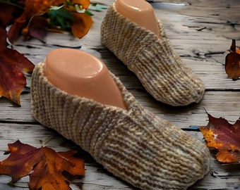 Knitting Pattern - How to Knit Adult Bootie Slippers Pattern with Step-by-Step Video Links - Easy Knit Slipper Pattern - English Only