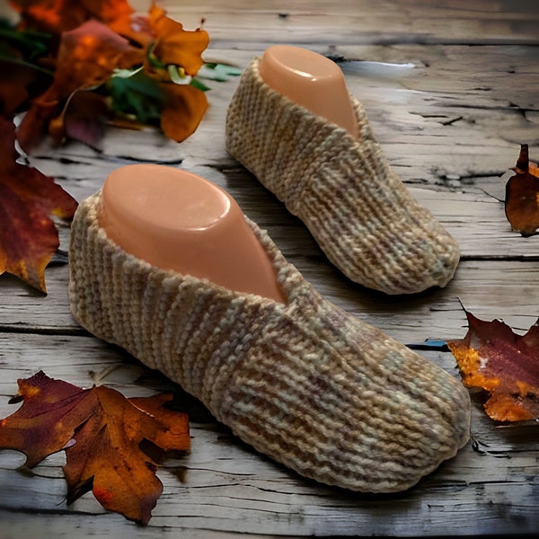 Knitting Pattern - How to Knit Adult Bootie Slippers Pattern with Step-by-Step Video Links - Easy Knit Slipper Pattern - English Only
