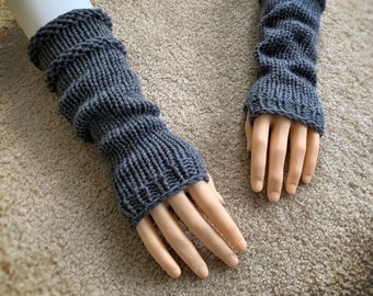 CUSTOM MADE Hand Knit Long Fingerless Gloves Arm Warmers - FREE Shipping to the United States and Canada!