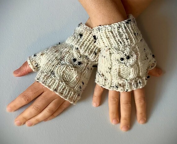 Guantes de abuela sin dedos de búho hechos a medida Mittens Mitt Tejidos a  mano Medios guantes Medios guantes Guantes sin dedos para adultos Guantes  sin dedos -  México