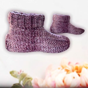 Knitting Pattern Adult Slippers with Long Cuff Easy Knit Using Basic Knitting Stitches Tutorial for Tablet Phone Computer English Only image 8