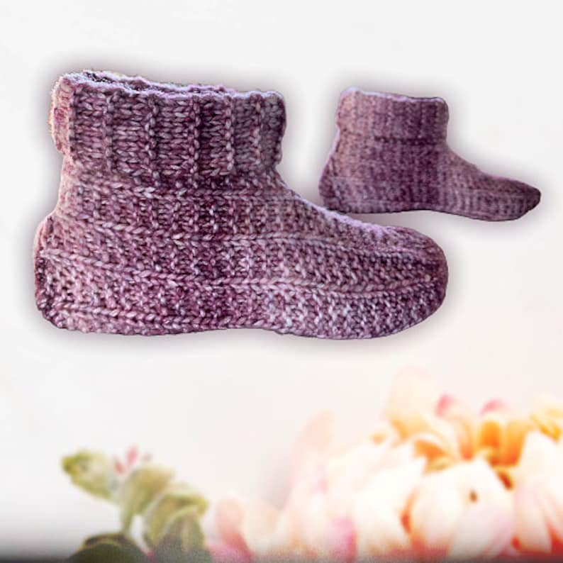 Knitting Pattern Adult Slippers with Long Cuff Easy Knit Using Basic Knitting Stitches Tutorial for Tablet Phone Computer English Only image 8