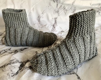 Knitting Pattern - How to Knit Adult Ribbed Booties Slippers Tutorial - Downloadable Knitting Pattern - Knitting Tutorial - English Only