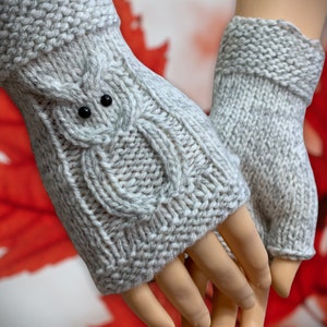 Fingerless Gloves with OWLS!