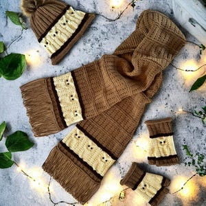 Owl Knitting Patterns - Owls Scarf Beanie Hat Toque Mitts Gloves Wrist Warmers - 3 Pattern Owl Collection - Printable PDF - English Only!