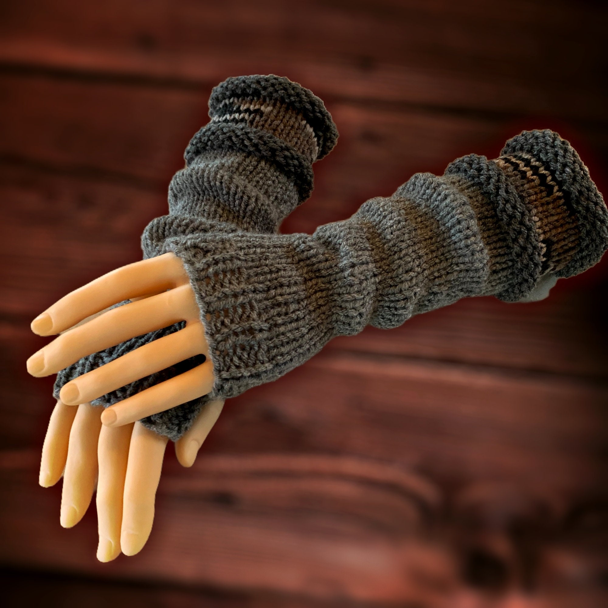 Knitting Pattern Long Fingerless Gloves Mitts Arm Warmers Etsy