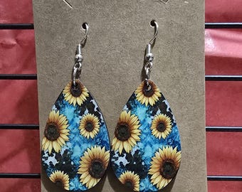 Pendientes de girasol verde azulado n.º 1