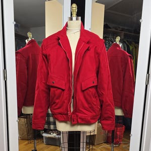 80s Loft & Brownstone Red Wool Bomber Jacket