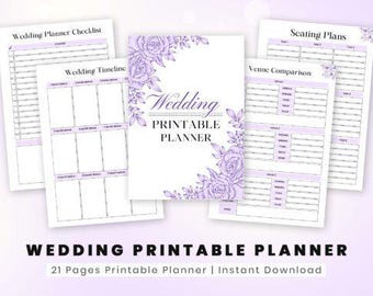 Druckbarer Hochzeitsplaner PDF, anpassbare Hochzeitsplanungsseiten, digitaler Hochzeits-Organizer für Bräute, Hochzeits-Checkliste zum Herunterladen
