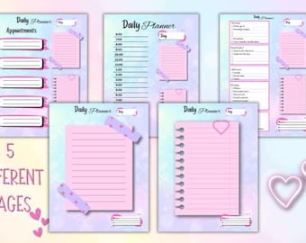 Daily Planner - Digital Planner Inserts - Rainbow Planner Pages