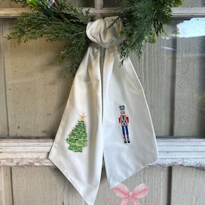 Christmas Embroidered Wreath Sash