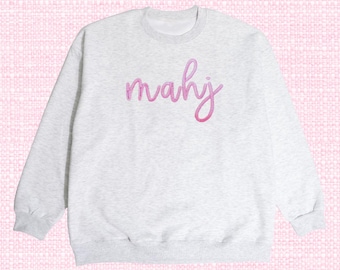 Sudadera bordada Mahj / Top minimalista de Mahjong / Suéter acogedor para la noche de juegos / Regalo para chica Mahjong