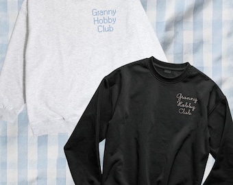 Camiseta o sudadera bordada Grandma Hobby Club / Puntada en el bolsillo izquierdo