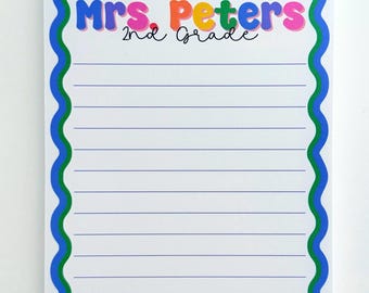 Personalized Teacher Notepad, Custom 5x7 Stationery
