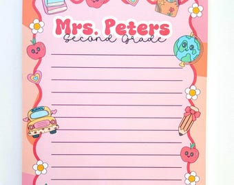 Personalized Teacher Notepad: Custom 5x7 Stationary Gift