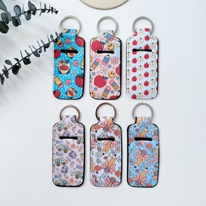 Chapstick Holder Keychain, Choose Your Pattern, Lip Balm Holder Keychain, Cute Keychain, Teacher Gift, Daughter Gift, Cute Gift Idea