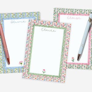 Floral Watercolor Personalized Notepad, Custom Stationery Gift, 5x7