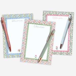 Floral Watercolor Personalized Notepad, Custom Stationery Gift, 5x7