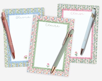 Bloc de notas personalizado con acuarela floral, regalo de papelería personalizado, 5x7